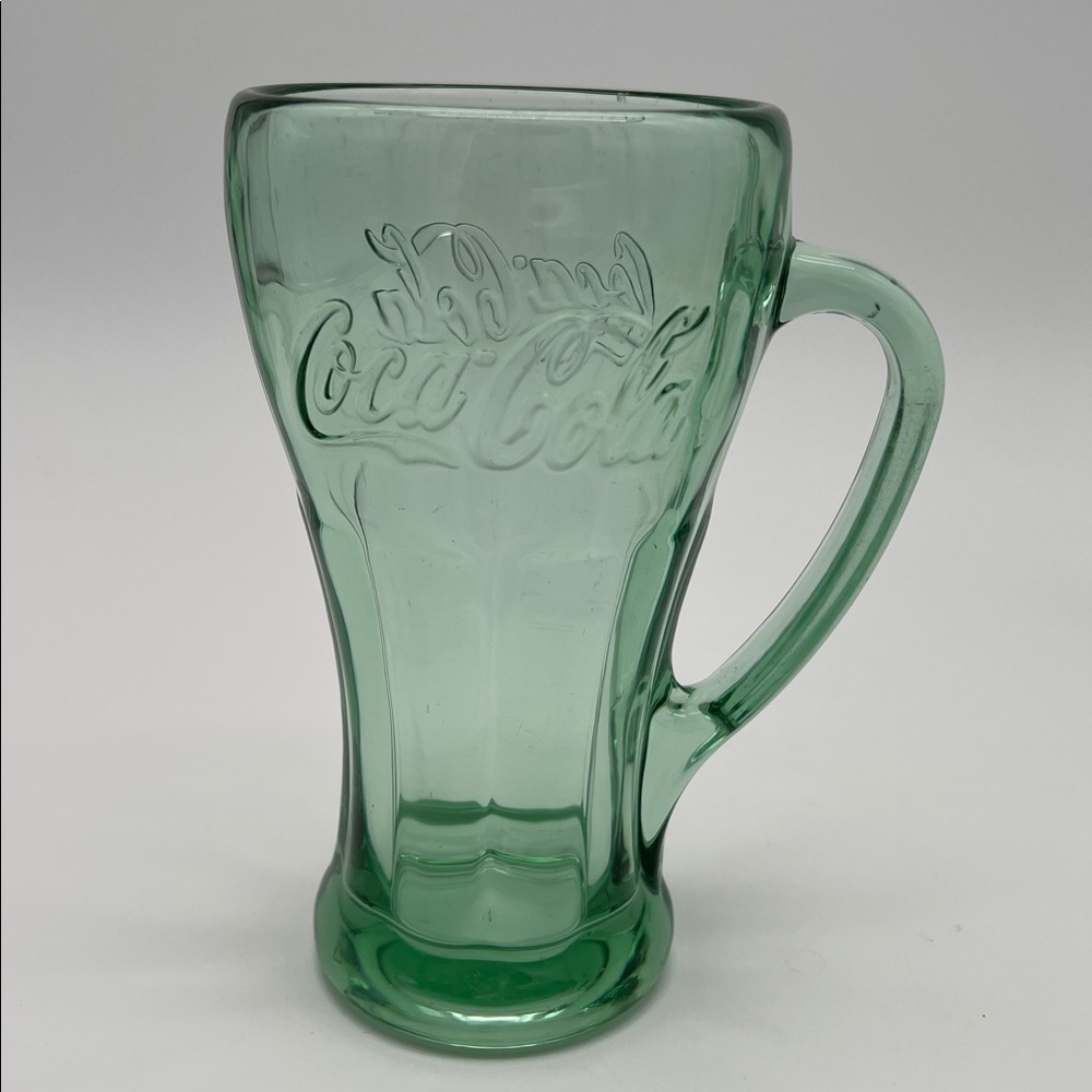 Vintage Green Libbey Coca-Cola Thick Heavy Soda Glass w/ Handle 14 oz (Set of 3) - Picture 6 of 11